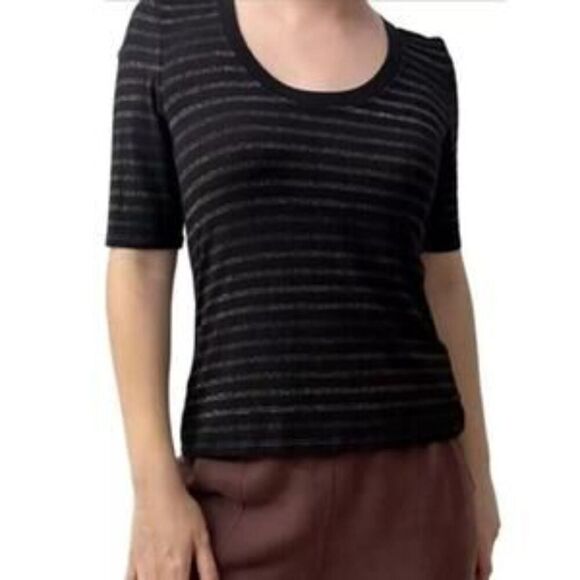 Veronica Beard Tops - Veronica Beard | Metallic Stripe Relaxed Blouse Size L | EUC